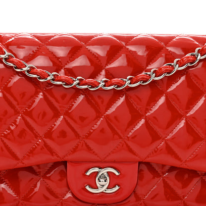Chanel Patent Quilted Jumbo Double Flap Red 5 of 12