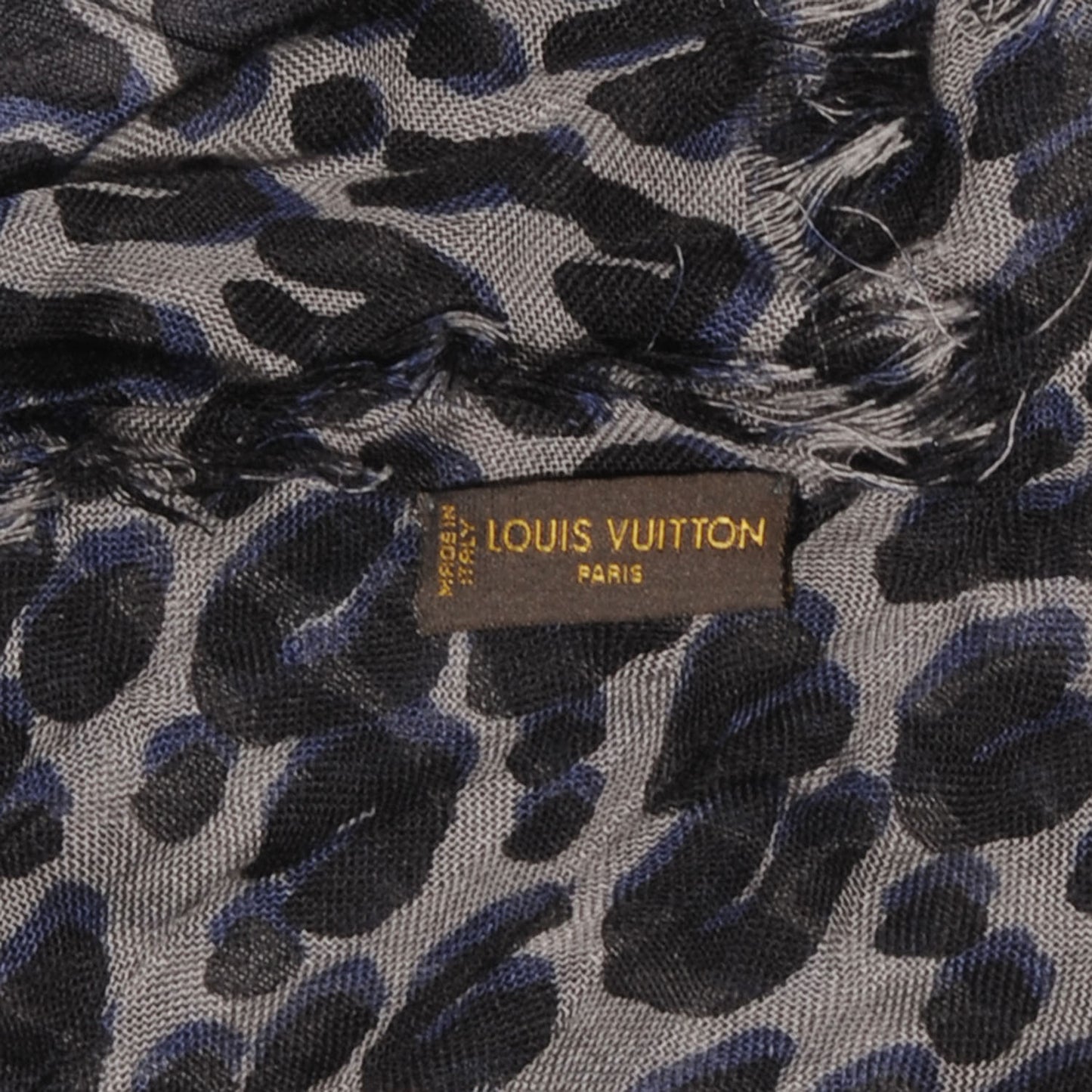 Cashmere Silk Leopard Stole Blue