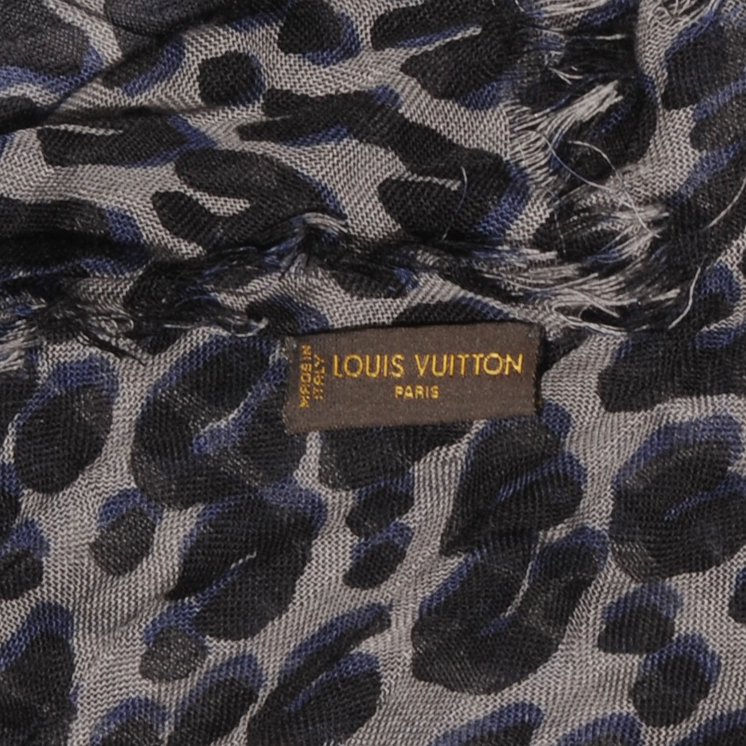 Louis Vuitton Cashmere Silk Leopard Stole Blue 3 of 4