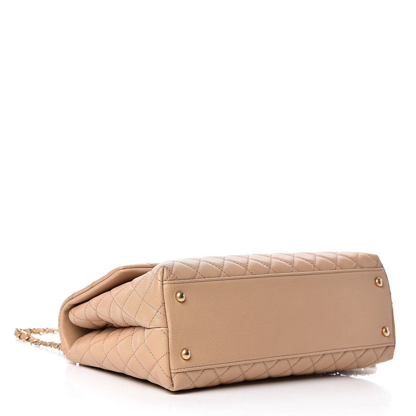 Caviar Quilted Medium Coco Handle Flap Light Beige