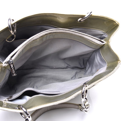 Chanel Patent Quilted Grand Shopping Tote GST Silver Gold 5 of 11