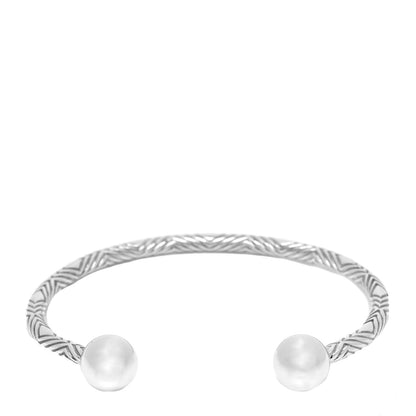 Tiffany Sterling Silver Textured Barbell Cuff Bracelet 1 of 4