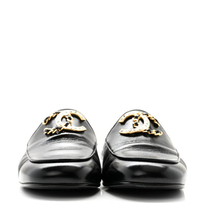 Chanel Shiny Calfskin Crystal CC Mules 40.5 Black 2 of 9