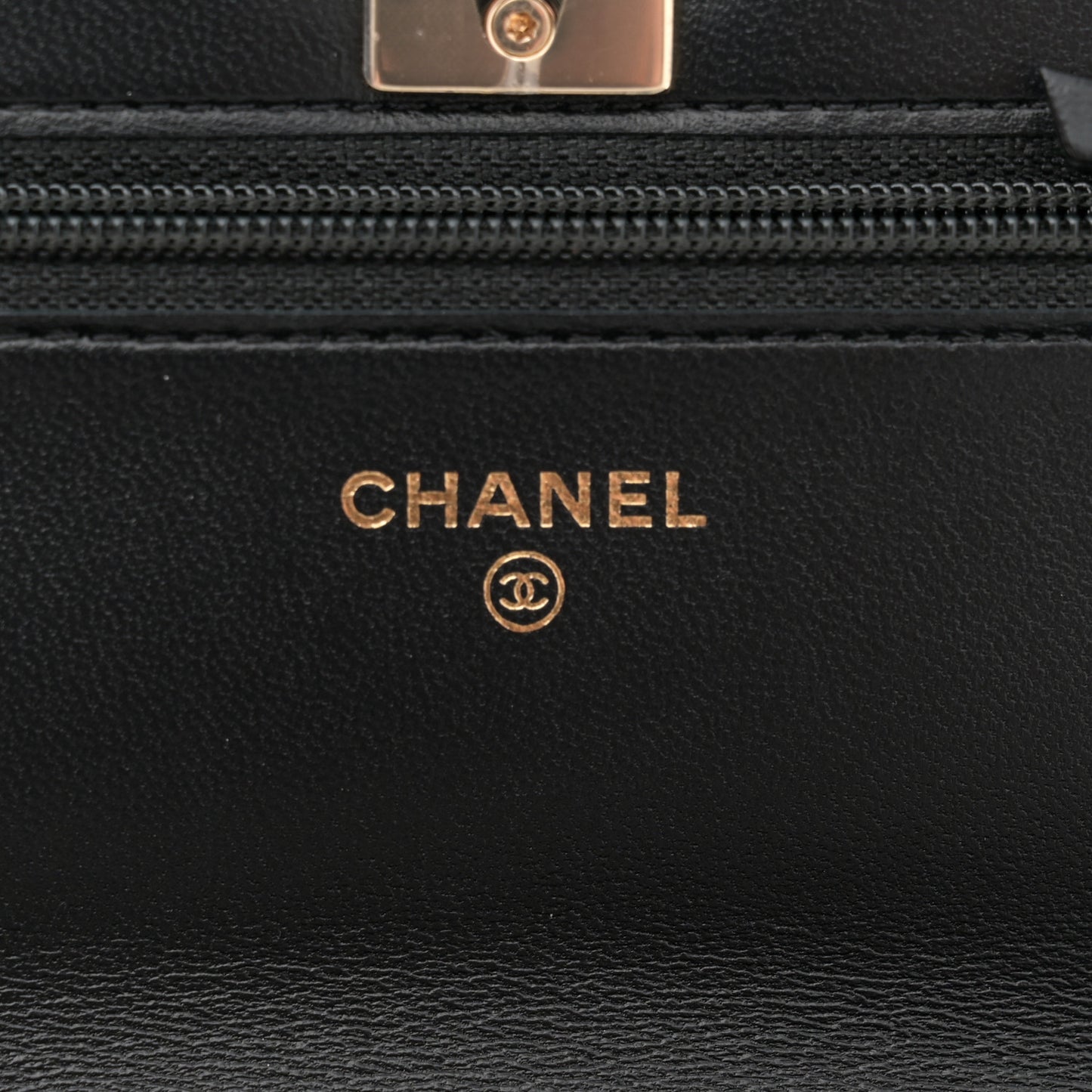 Lambskin Quilted Trendy CC Wallet On Chain WOC Black