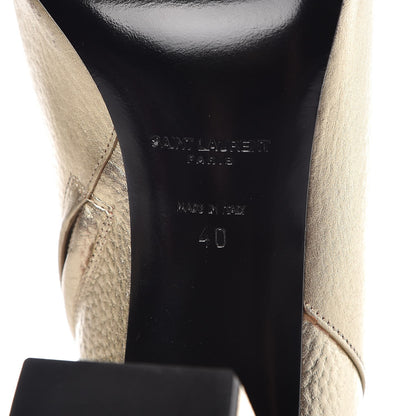 Saint Laurent Metallic Calfskin Santa Venere Babies 90 Ankle Boots 40 Platino 6 of 10