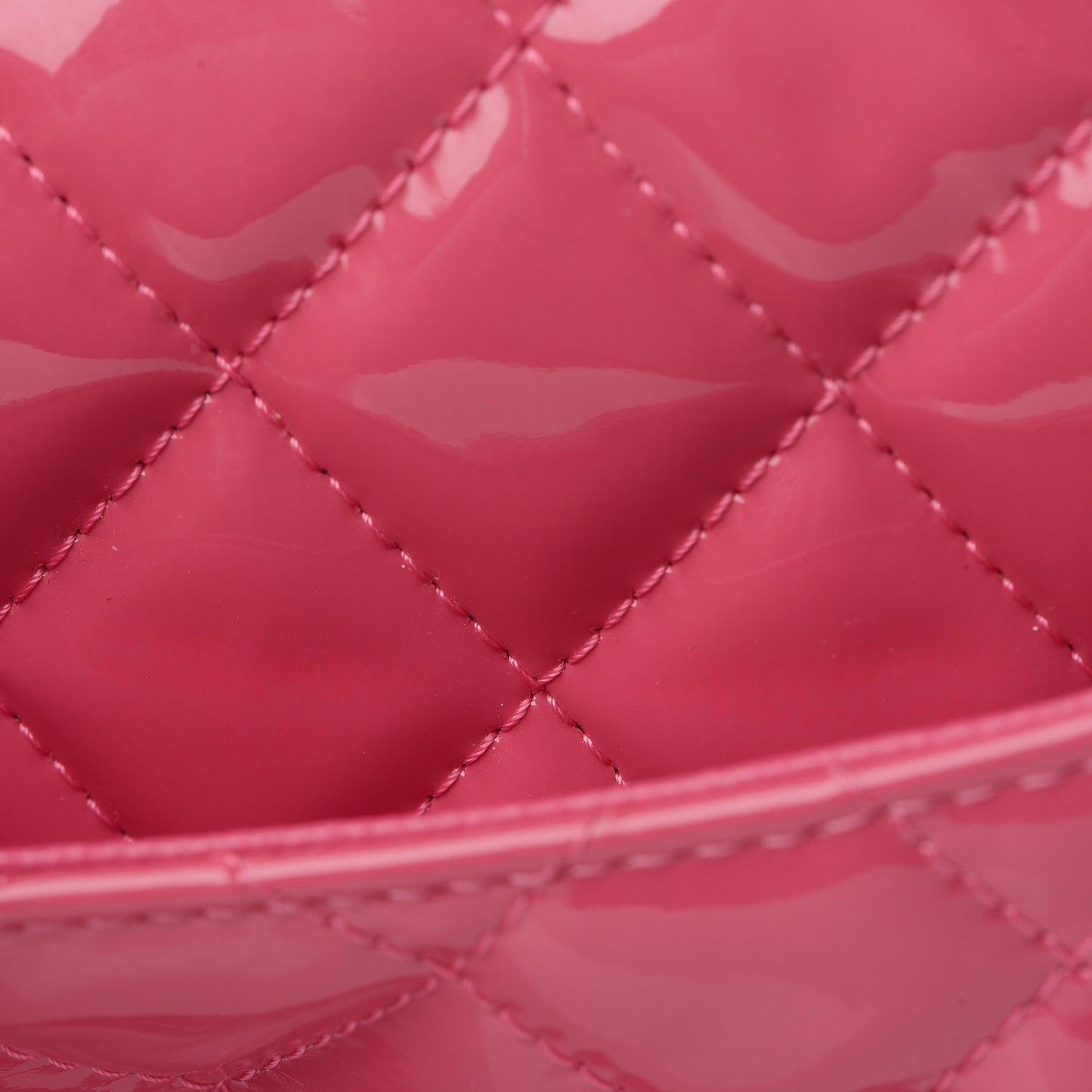 Patent Quilted Medium Double Flap Fuchsia