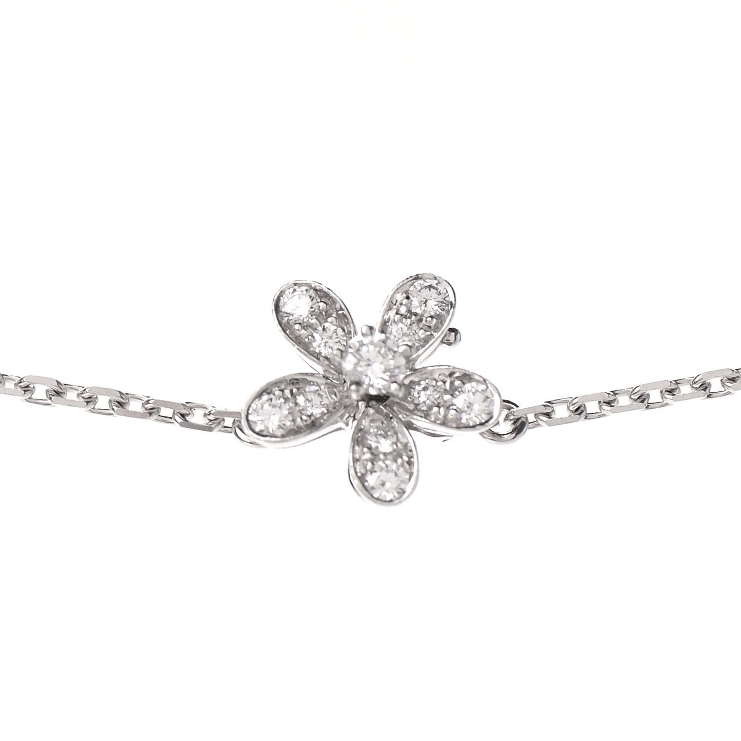 18K White Gold Diamond Socrate 3 Flower Pendant Necklace
