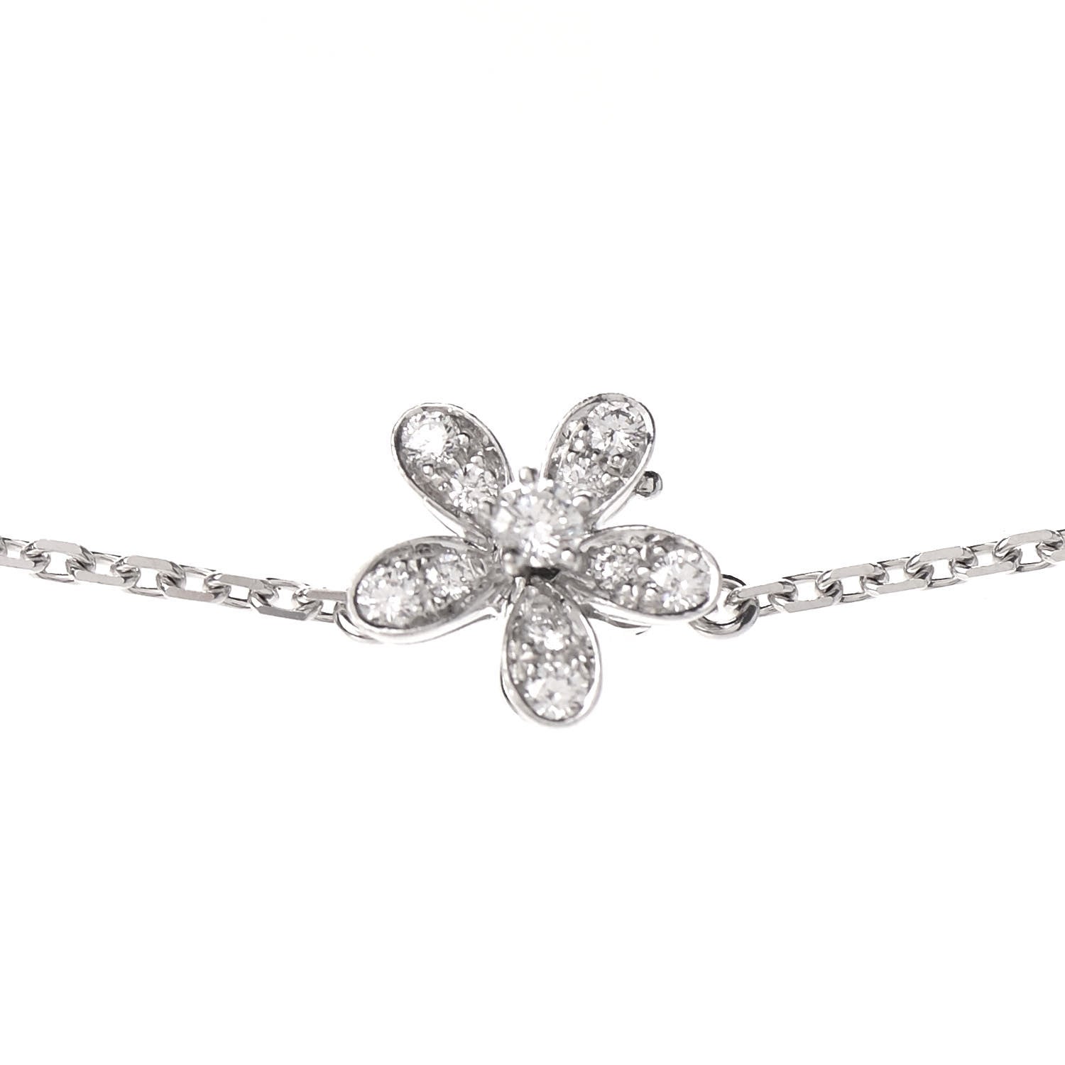 Van Cleef & Arpels 18K White Gold Diamond Socrate 3 Flower Pendant Necklace 5 of 5
