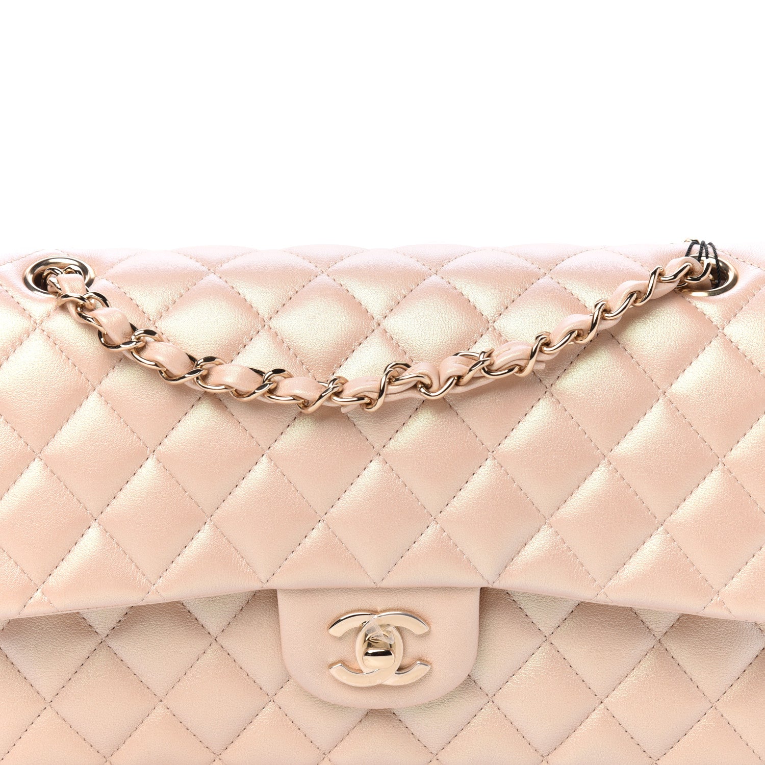 Chanel Iridescent Calfskin Quilted Medium Double Flap Beige 12 of 12