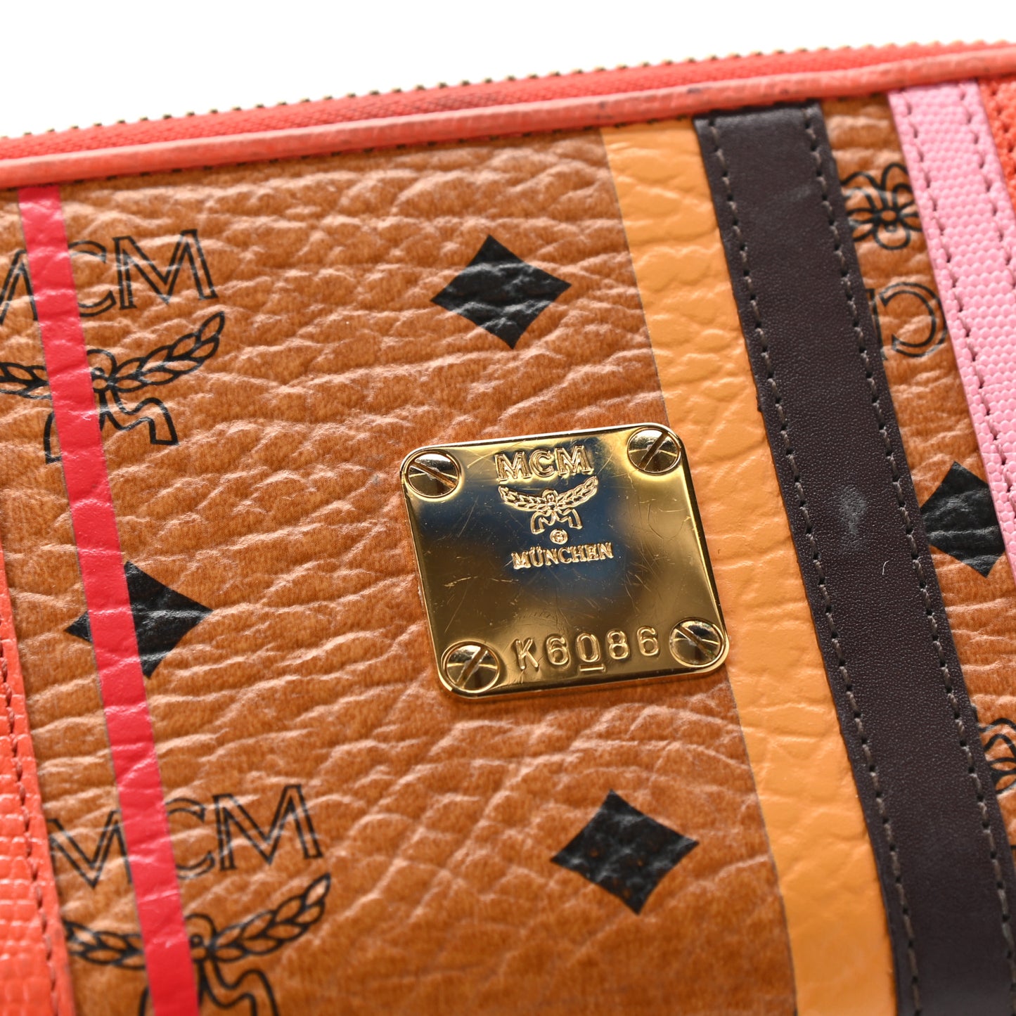Visetos Striped Zip Around Wallet Cognac