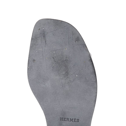 Hermes Box Calfskin Oran Sandals 37 Black 8 of 12