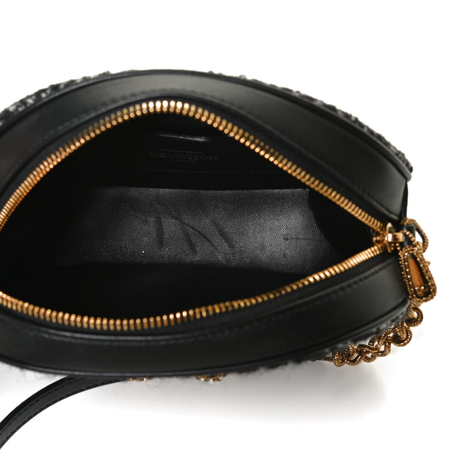 Dolce & Gabbana Calfskin Tweed Chevron Devotion Crossbody Bag Bag Black 5 of 13