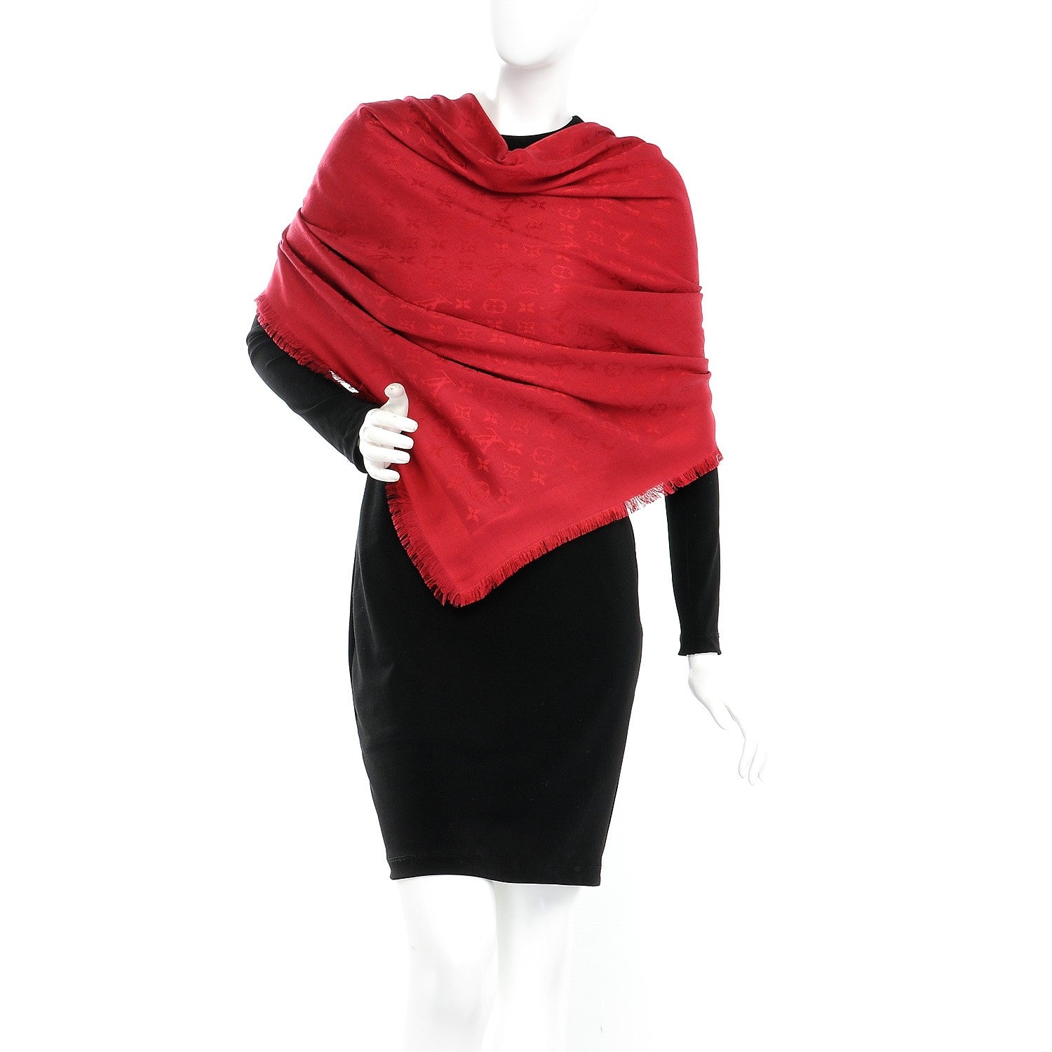 Louis Vuitton Silk Wool Monogram Shawl Pomme D'Amour 2 of 5