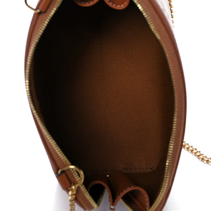 Celine Lambskin Triomphe Canvas Clutch With Chain White Tan 4 of 10