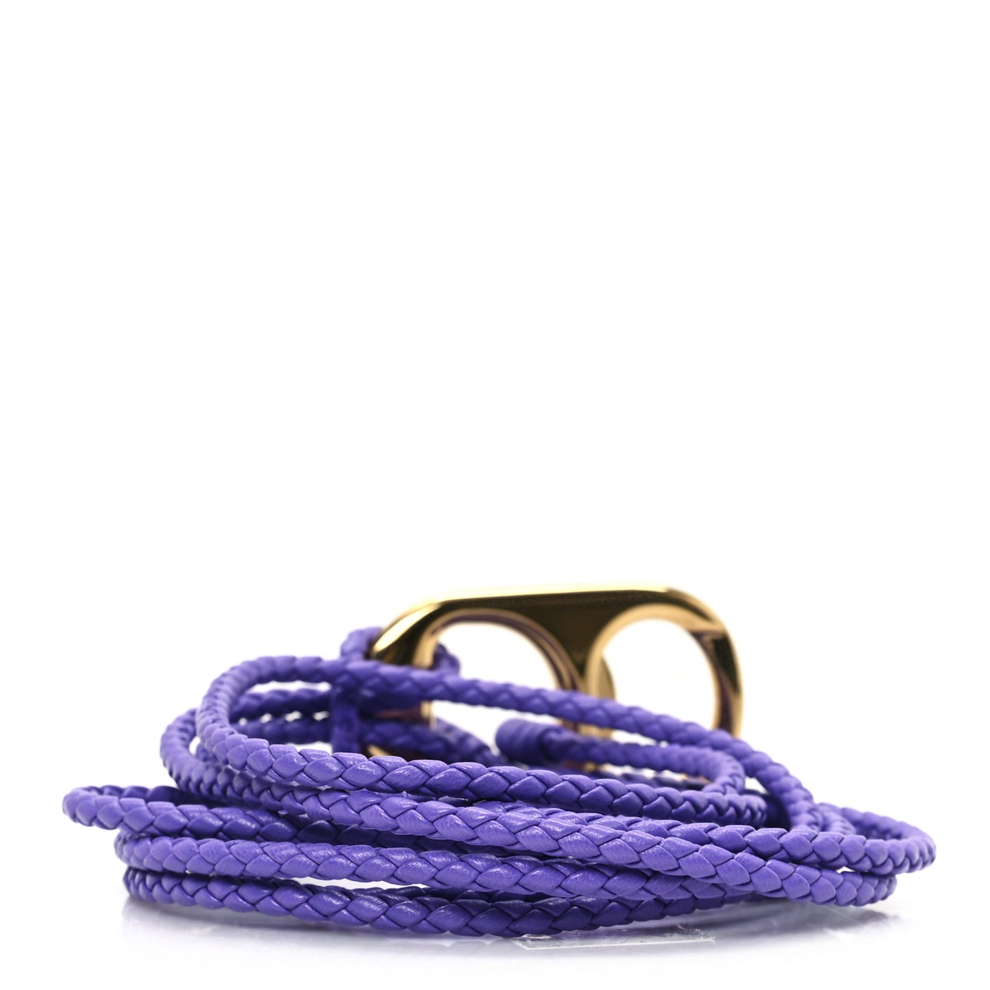 Braided Calfskin Belt Purple Gold