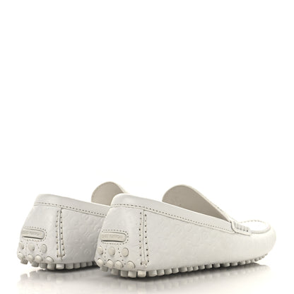 Louis Vuitton Soft Calfskin Mini Monogram Embossed Mens Hockenheim Moccasin Loafers 10 White 5 of 9