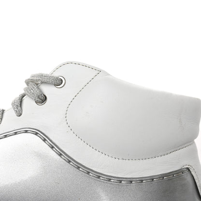 Chanel Patent Lambskin High Top Sneakers 37 White Silver 11 of 12