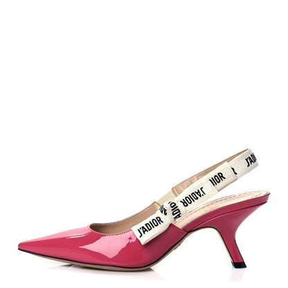 Christian Dior Patent Ribbon J'Adior Slingback 65mm Pumps 38 Fraise 1 of 10
