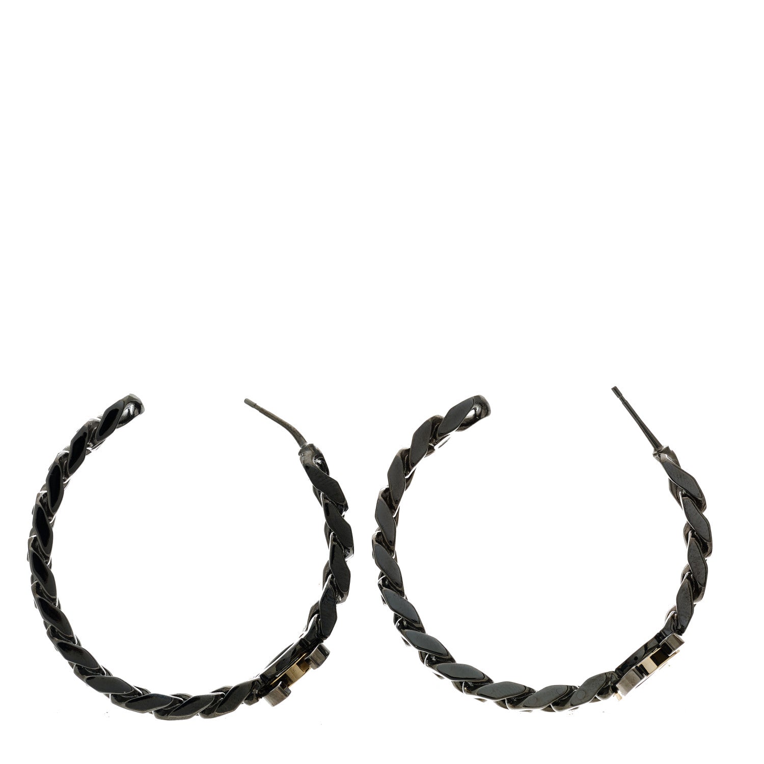 Chanel CC Chain Hoop Earrings Silver Gold 3 of 5