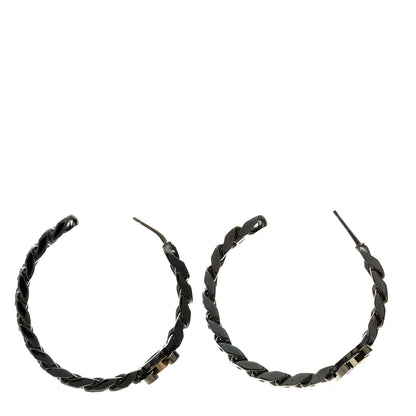 Chanel CC Chain Hoop Earrings Silver Gold 3 of 5