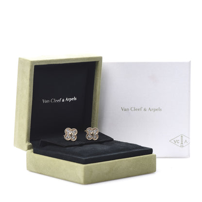 Van Cleef & Arpels 18K Yellow Gold Diamond Vintage Alhambra Earrings 6 of 6