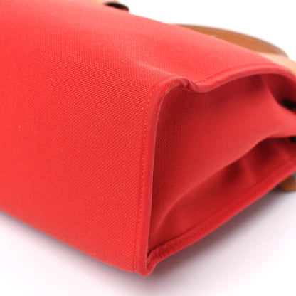 Hermes Vache Hunter Toile Herbag Zip 31 PM Rouge Tomate Natural 10 of 10