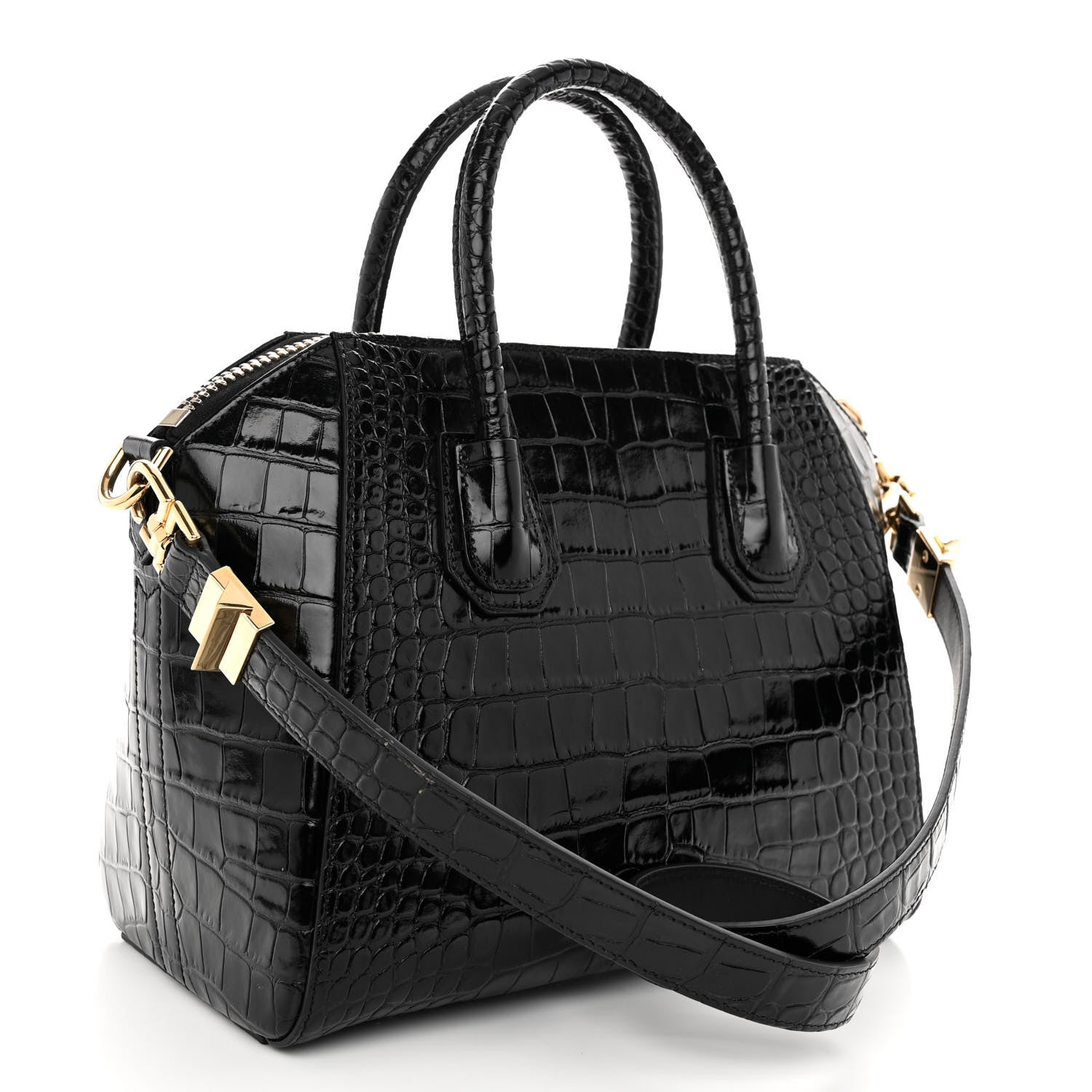Givenchy Calfskin Crocodile Embossed Small Antigona Black 3 of 11