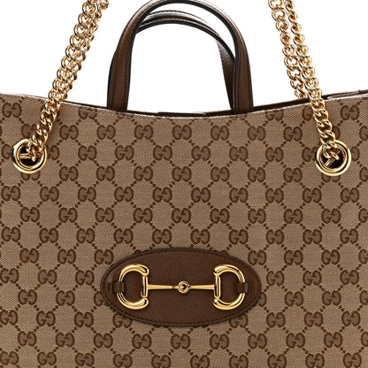 Gucci Monogram Calfskin Medium Horsebit 1955 Tote Bag Beige Brown Sugar Beige Brown Sugar 8 of 10