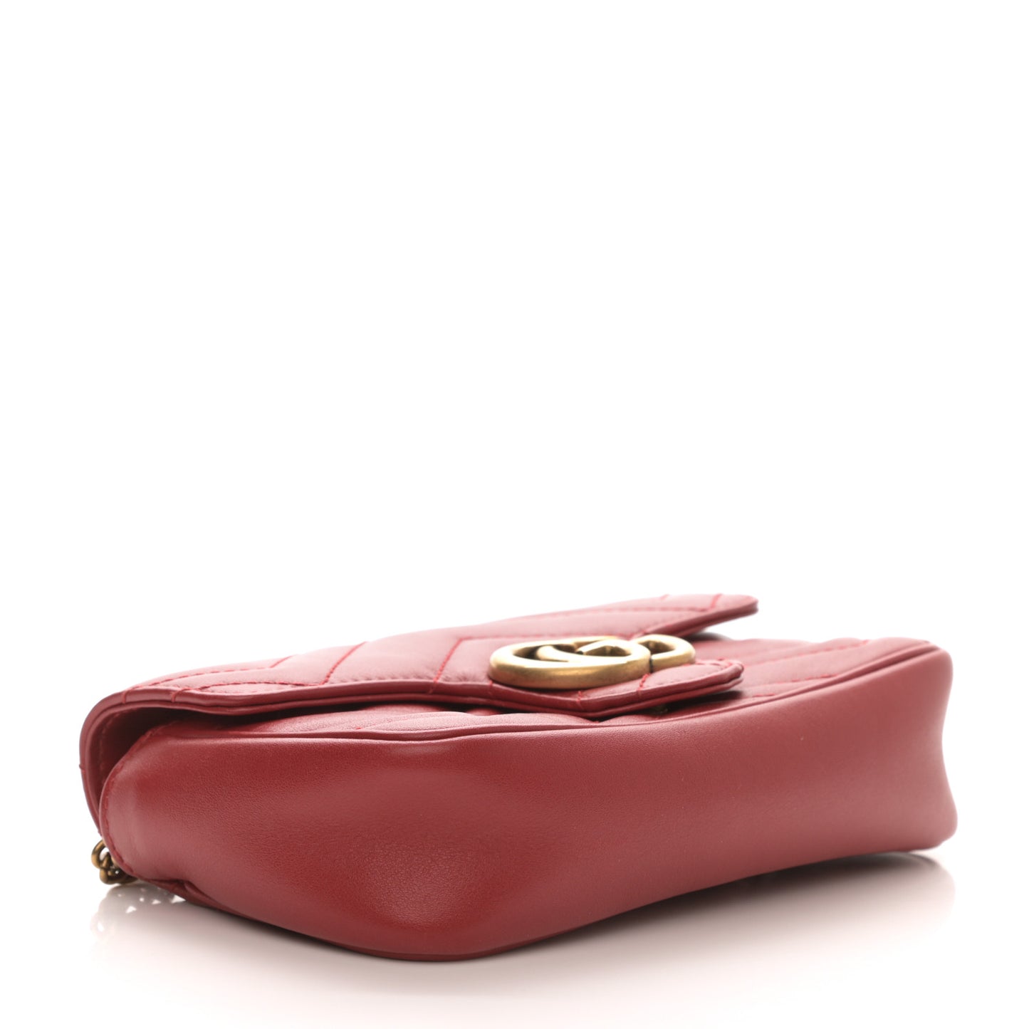Calfskin Matelasse Super Mini GG Marmont Shoulder Bag Hibiscus Red