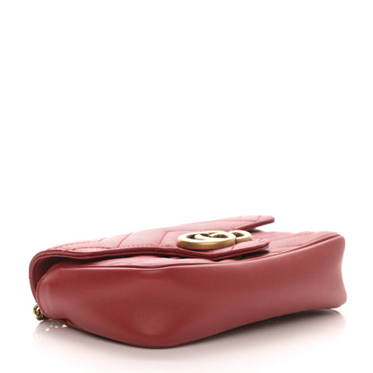 Gucci Calfskin Matelasse Super Mini GG Marmont Shoulder Bag Hibiscus Red 4 of 10