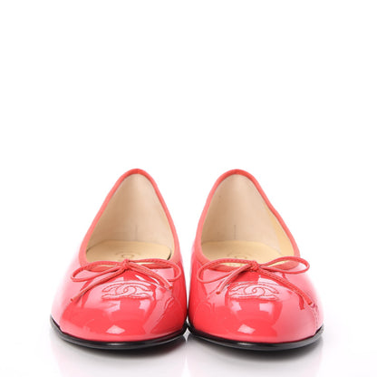 Chanel Patent Calfskin CC Cap Toe Ballerina Flats 39 Coral 2 of 9