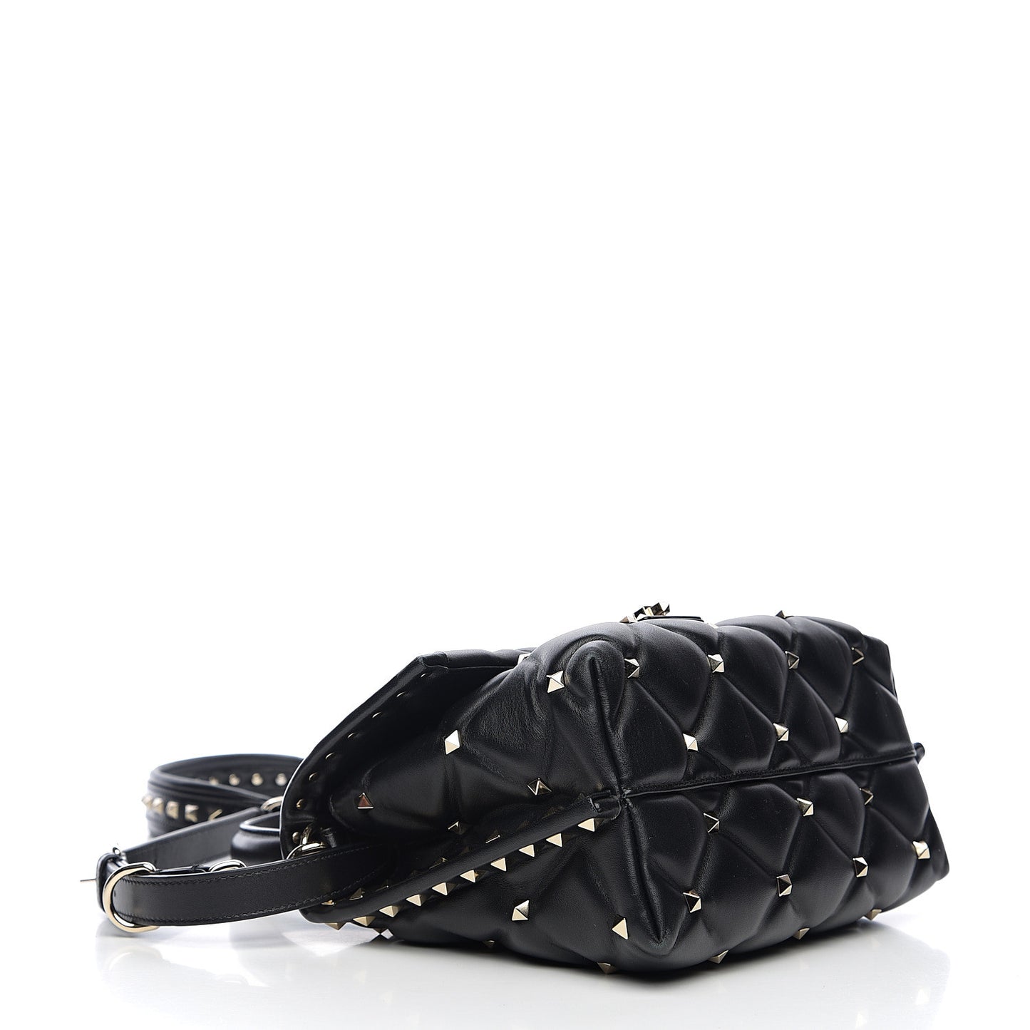 Lambskin VLTN Print Candystud Top Handle Bag Black