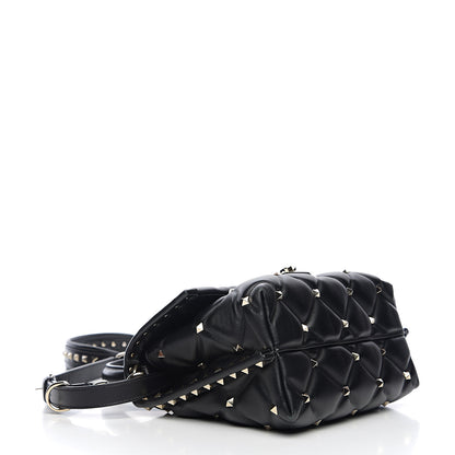 Valentino Garavani Lambskin VLTN Print Candystud Top Handle Bag Black 3 of 9