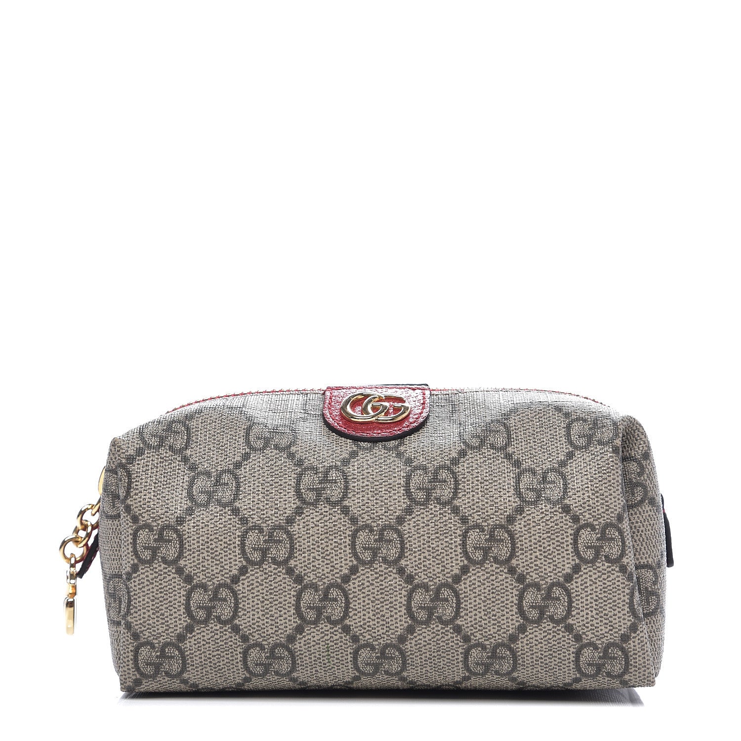Gucci Soft GG Supreme Monogram Calfskin Small Ophidia Cosmetic Case Beige Ebony Hibiscus Red 1 of 9