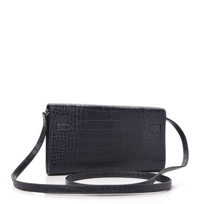 Hermes Matte Alligator Kelly Wallet To Go Bleu Indigo 3 of 10