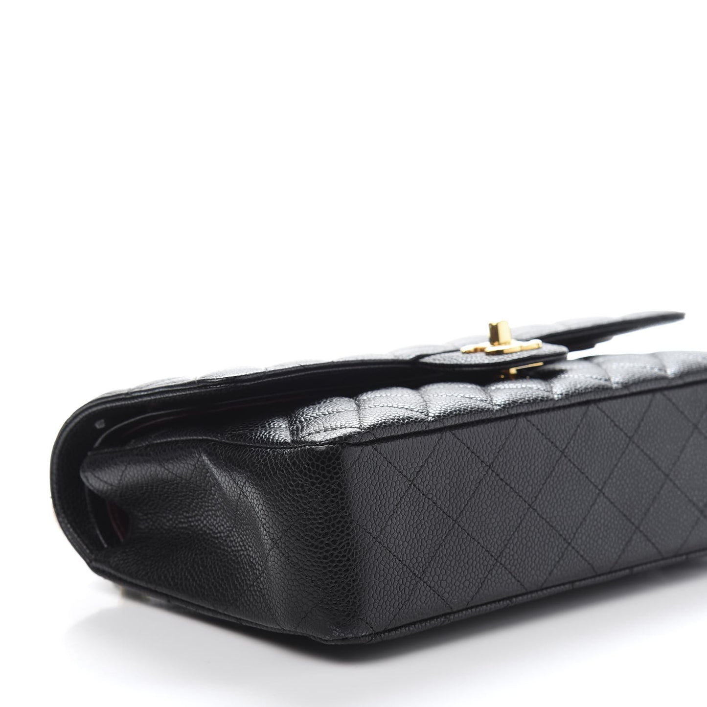 Caviar Quilted Medium Double Flap Black