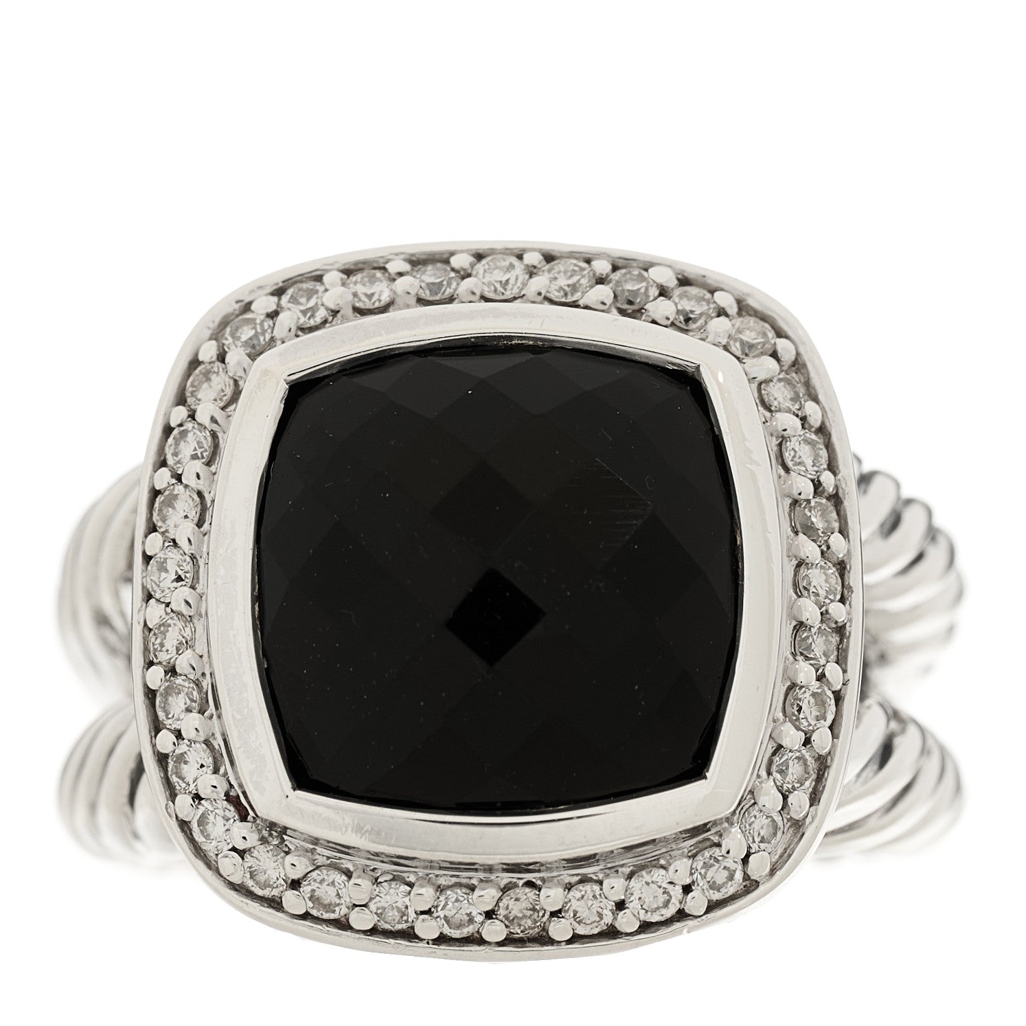 David Yurman Sterling Silver Diamond Black Onyx 11mm Albion Statement Ring 52 6 1 of 5