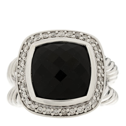 David Yurman Sterling Silver Diamond Black Onyx 11mm Albion Statement Ring 52 6 1 of 5