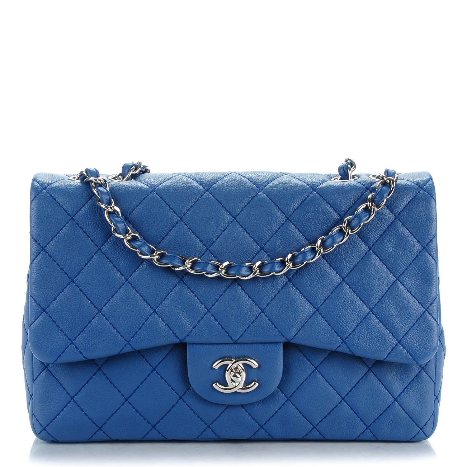 Chanel Washed Caviar Jumbo Single Flap Blue 1 of 8