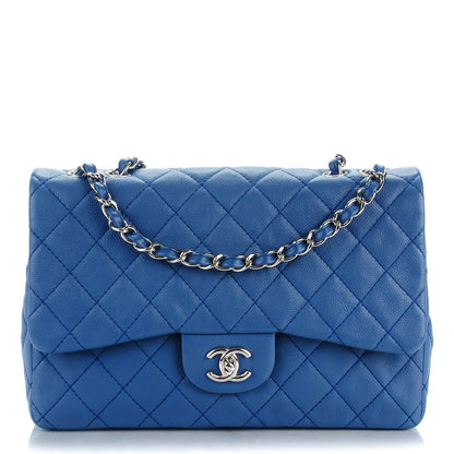 Chanel Washed Caviar Jumbo Single Flap Blue 1 of 8