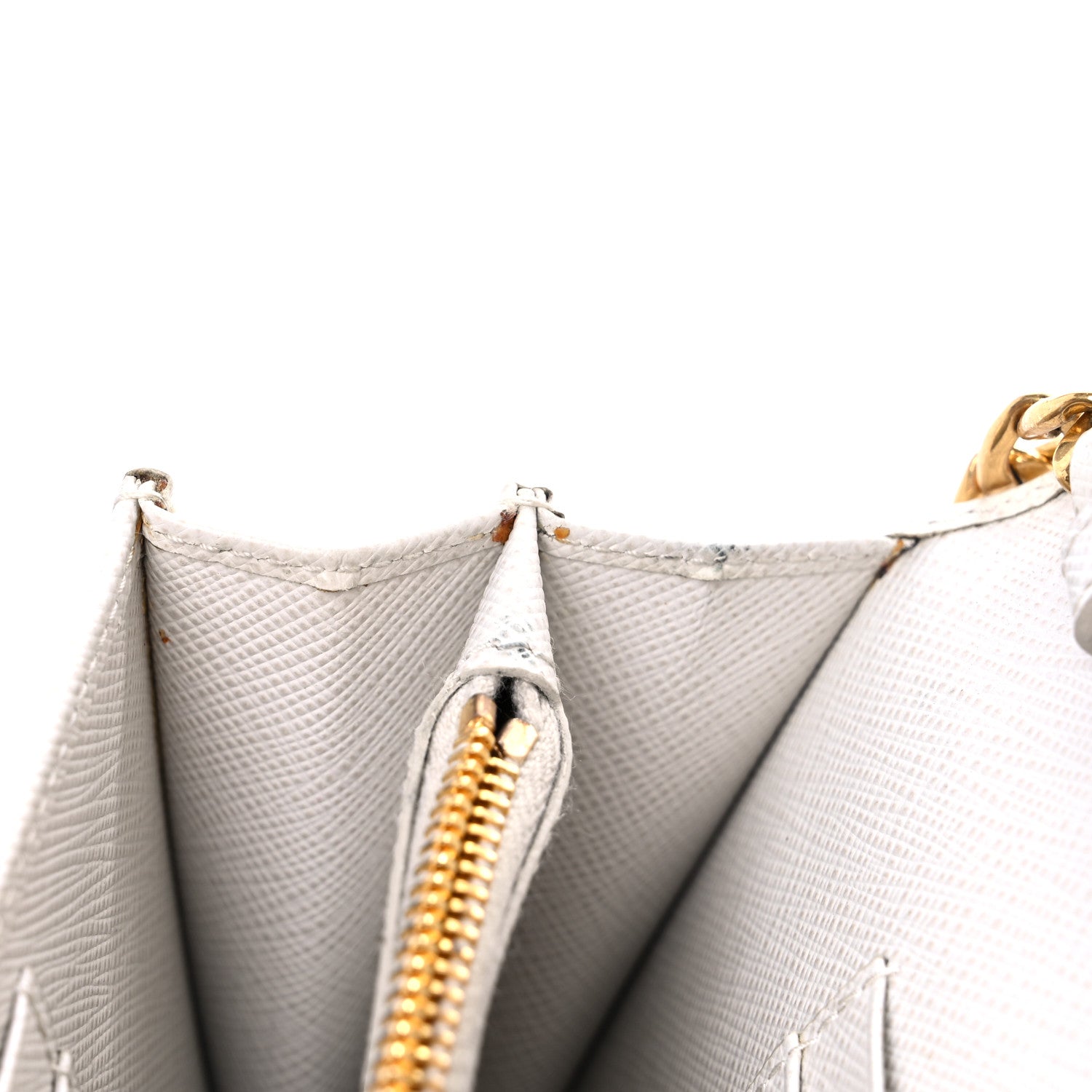 Prada Saffiano Lux Chain Wallet White 16 of 17