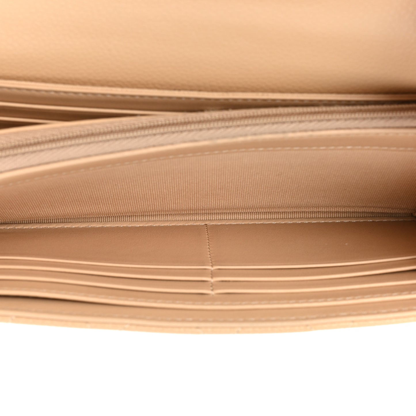 Caviar Quilted Large Gusset Flap Wallet Beige