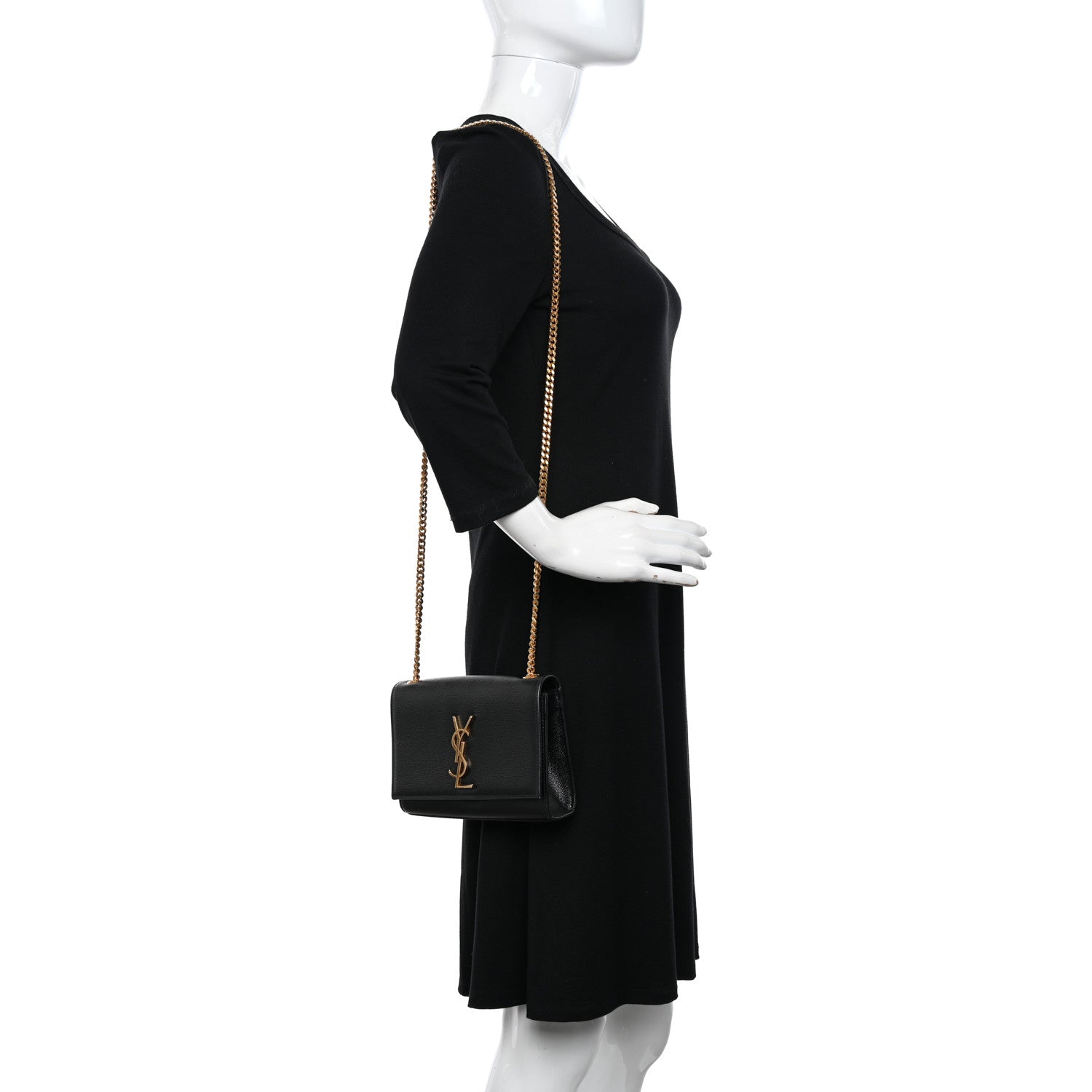 Saint Laurent Grain De Poudre Small Monogram Kate Satchel Black 2 of 9