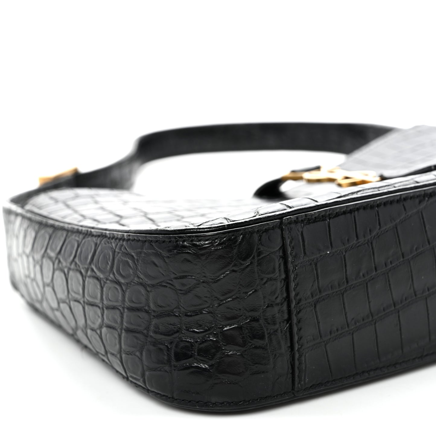 Calfskin Crocodile Embossed Le 5 A 7 Hobo Black