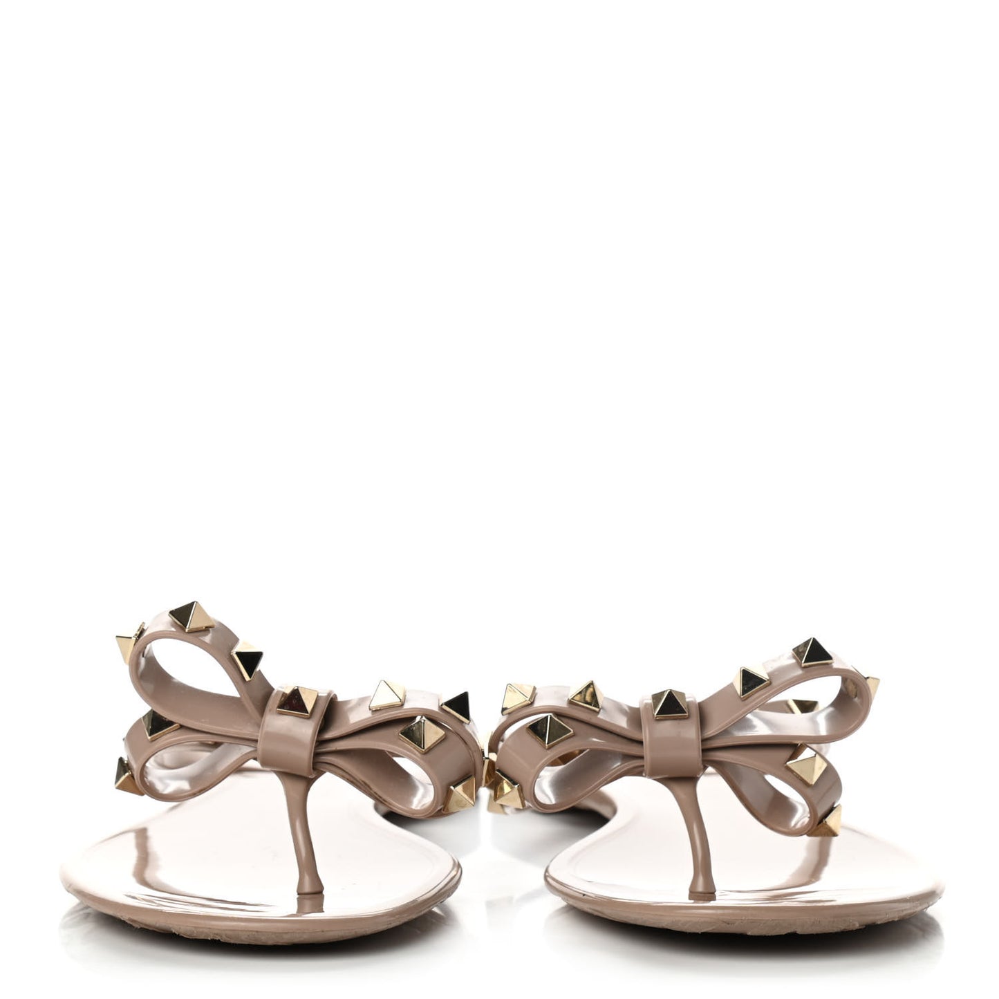 PVC Jelly Rockstud Bow Thong Sandals 38 Poudre