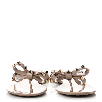 Valentino Garavani PVC Jelly Rockstud Bow Thong Sandals 38 Poudre 2 of 8