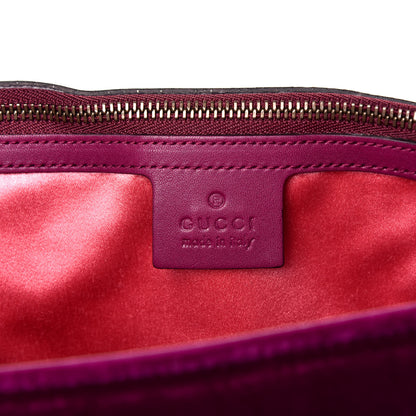 Gucci Velvet Matelasse Loved Embroidered Medium GG Marmont Shoulder Bag Fuchsia Violet Cyclamen 6 of 9