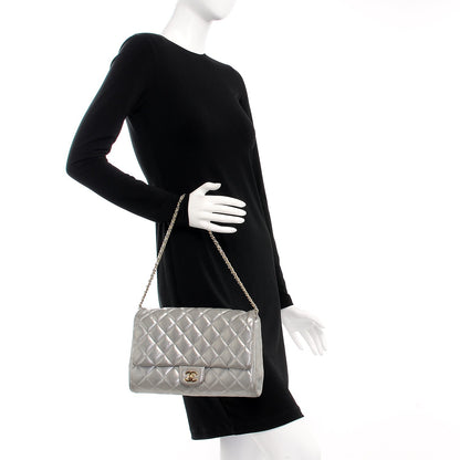 Chanel Iridescent Calfskin Clutch With Chain Flap Silver 2 of 14
