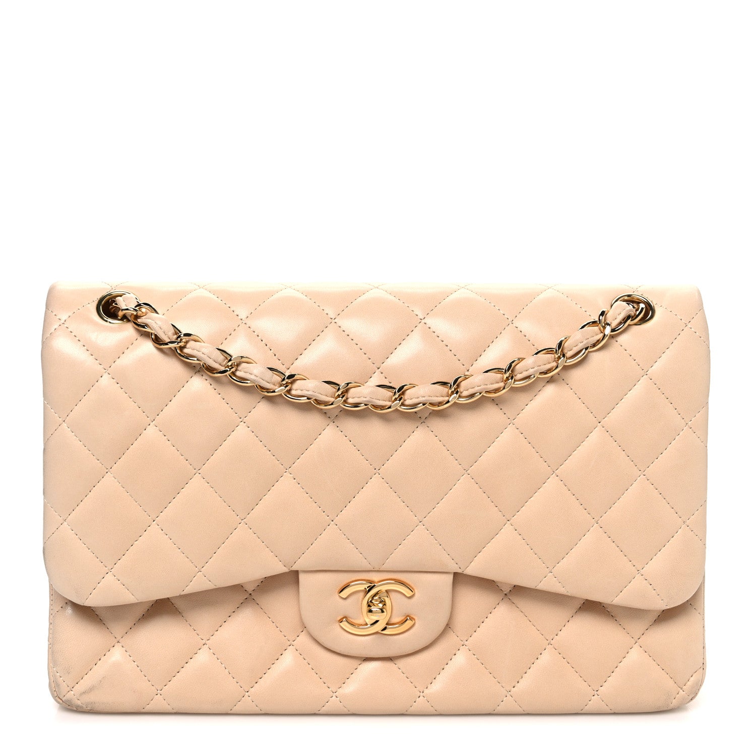 Chanel Lambskin Quilted Jumbo Double Flap Beige 1 of 10