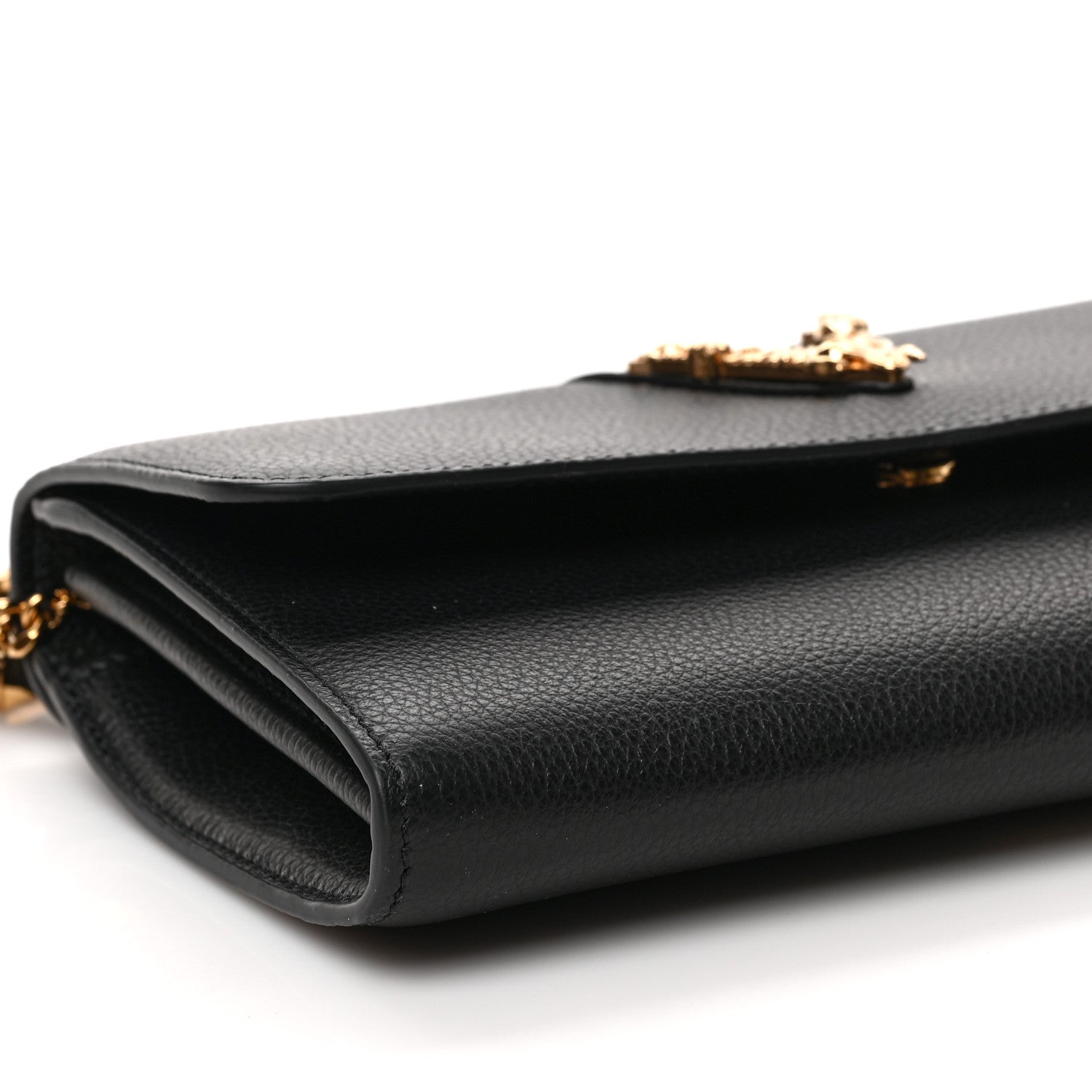 Versace Grained Calfskin Virtus Wallet On Chain Black 7 of 8